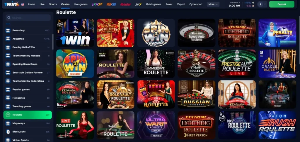 Juegos de ruleta del casino en línea 1WIN